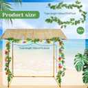 Jexine Tiki Bar Hut Tropical Tabletop Hut with 2 Pcs Decorative Artificial Monstera Tropical Garland Fake Jungle Hanging Plants for Summer Hawaiian Luau Beach Pool Party Decorations