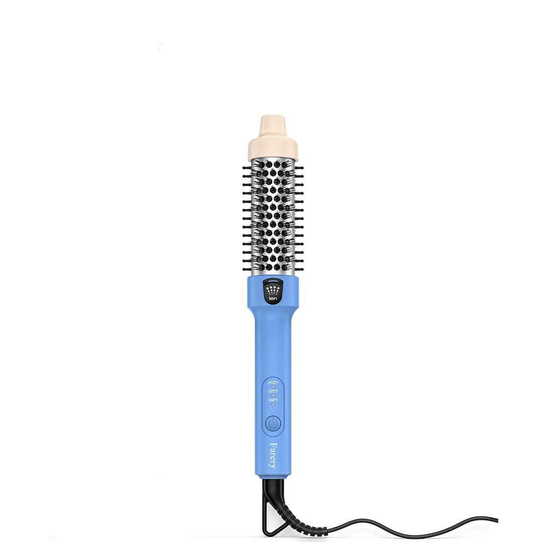 Farery Mini Thermal Brush for Short Hair, 1.2 Inch Ionic Heated Curling Brush, 3 Heat Settings up to 410F, Tourmaline Ceramic & Keratin Barrel, Dual Voltage Travel Hot Brush with Cool Tip