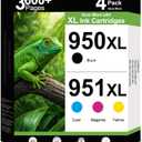 950XL 951XL Combo Compatible for HP 950 951 XL Ink Cartridge Work for OfficeJet Pro 8640 8660 8100 8110 8600 8610 8615 8620 8625 8630 Printers with V27.2.1 Chip ( 4-Pack Black, Cyan, Magenta, Yellow )