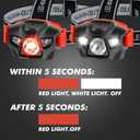 4 x KunHe 4 Pack Red Light LED Headlamps Flashlights Headlight Bright Head Lamp for Adults Night Vision Explore and Outdoor Camping Running Hiking Fishing