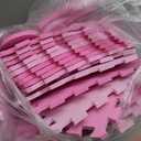 Foam Play Mat for Kids, 25pcs Square Interlocking Puzzle Floor Mat, Baby Toddler Playmat with Fence - Pink Heart