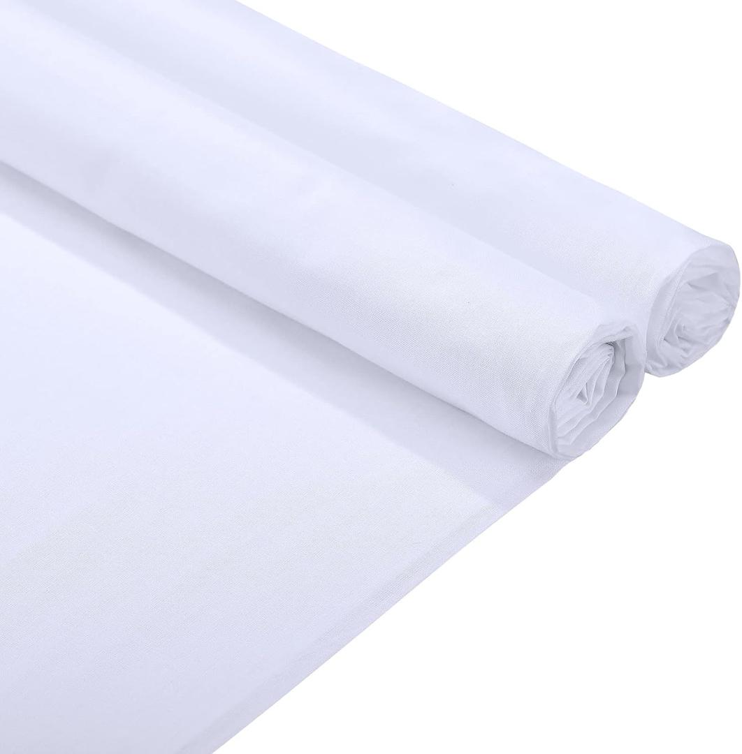 10 Yards x 63 Inches Cotton Muslin Fabric Textile Natural Unbleached Cotton Fabric Bleached or Unbleached Muslin Cloth Apparel Boho Wide Roll Backing Material Quilting Sewing(White)