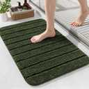 LOCHAS Bathroom Rugs, 24" x17" Bath Rug Non Slip Washable, Absorbent Microfiber Bath Mat Luxury Soft, Cozy Bathroom Carpet for Shower Quick Dry, Olive Green