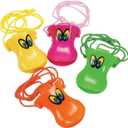 Fun Express Bright Colorful Duck Beak Plastic Whistles - 24 Fun Party Toys for Kids, Great for Events, Games, and Outdoor Activities - Vibrant Colors - 24 Pieces