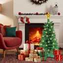3 Feet Green Christmas Tree with Lights, 8 Modes Timer 50 Warm White Lights Battery Operated Small Artifical Full Christmas Tree for Indoor Home Tabletop Office Xmas Holiday Decorations