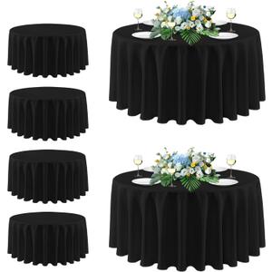 sancua Black Round Tablecloth 108 Inch Diameter, 6 Pack - Circle Polyester Fabric Table Cloth for Wedding Party Reception Banquet Birthday, Washable Formal Table Cover (Fit 42-96 Inch Tables)