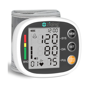 Wrist Blood Pressure Monitor for Home Use, Rechargeable Bp Machine Automatic Digital BP Monitor with Voice Broadcast, Large LCD Display, 2×99 Memory BP Cuff 5~7.7in, Black