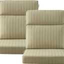 Outdoor High Back Chair Cushion, 2 Pack 44x21 inches Patio Chair Cushions Water Repellent Rocking Cushions Indoor Furniture Seat Pad, Beige Brown Stripe