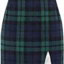 Plaid Mini Skirts for Womens High Waisted Fall Winter Wool Bodycon Pencil Skirts with Slit, XS
