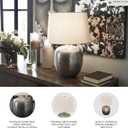 Signature Design by Ashley Magalie Contemporary UL Listed Table Lamp with Modified Drum Shade, 3-Way Switch, Hammered Aluminum, 23.13" High, Antique Silver