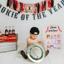 WAUAO One Year Wooden Photo Decorations - Baseball 1st Birthday Decorations,Rookie Of The Year,One Year Birthday Photo Board,12 Monthly Milestones Birthday Decor