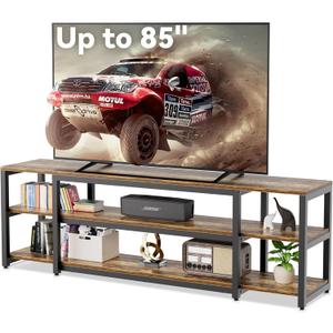 Aquzee 85 inch TV Stand, Entertainment Center for 70 75 80 85" TV, 75.2" Wide Wood Television Console Table for Living Room Bedroom Gaming Room, Rustic Brown