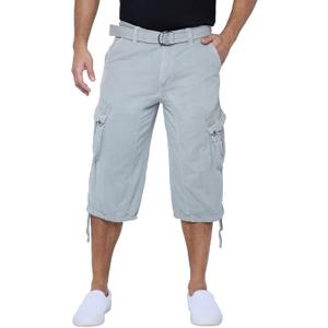 X RAY Men's Belted Long Cargo Shorts for Men, Below Knee Length Mens Cargo Shorts, 3/4 Pants (Big and Tall Shorts for Men) Slate Grey 36