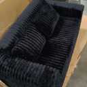 Hobestluk Couch Sofa 2-Seater Foam Sofa Loveseat for Small Spaces Comfy Sofas with Removable Cover Furry Couch with Pillows for Living Room, Bedroom, Apartment, Office (Black, Loveseat)