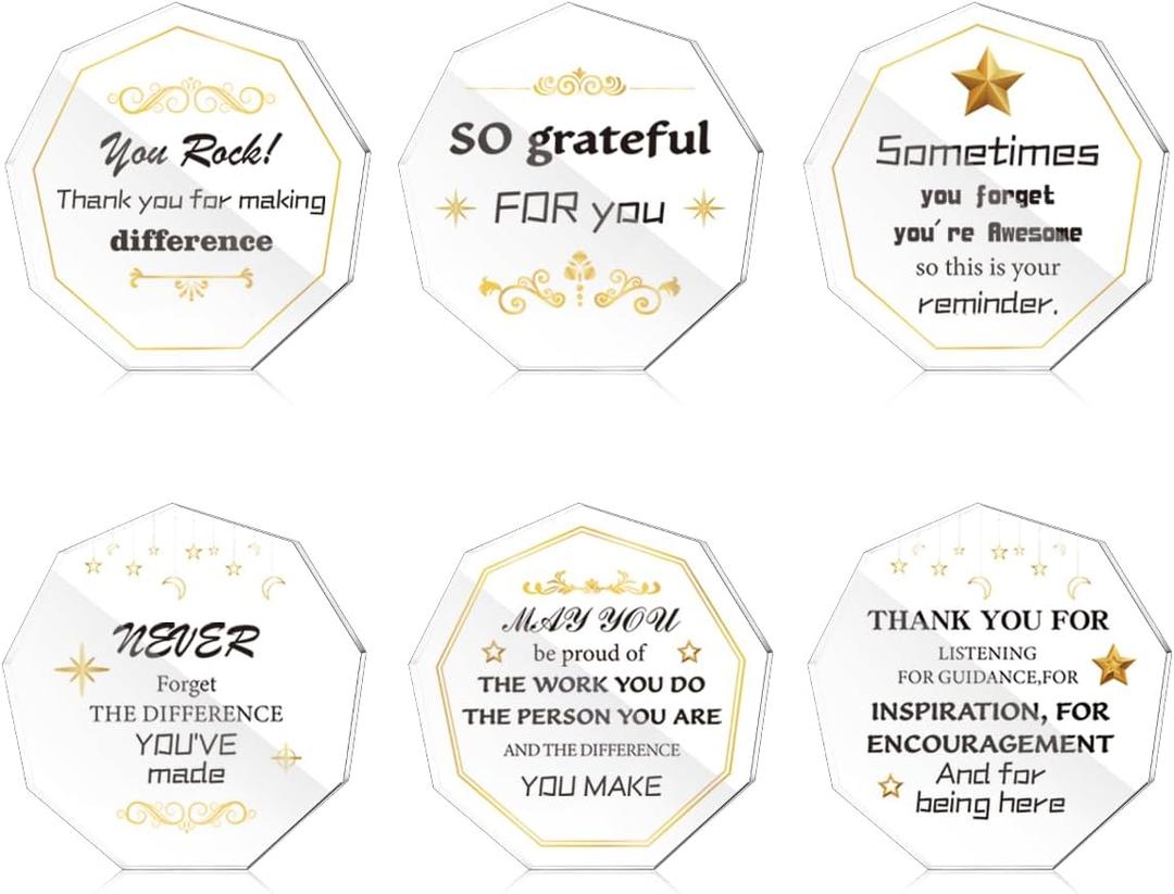 6Pcs Employee Appreciation Awards Gifts Acrylic Medallions Thank You Gifts Funny Trophy Gift for Coworker Teacher Nurse Office(4 * 4inches)