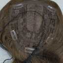 LEEONS 20-Inch Hair Topper for Women - Chestnut Brown Wavy Curl Clip-In Hair Piece With Fringe Bang for Thinning Hair - Synthetic Wiglet