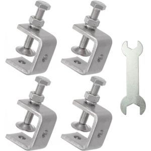 Stainless Steel C Clamps, Mini Tiger Clamp Set for Mounting, Heavy Duty Metal U Clamps, Small Desk G-Clamp with 1.38 Inch Stable Wide Jaw Opening for Metal Working Woodworking Welding Building (4pcs)