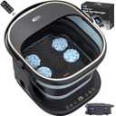 Puboo Collapsible Foot Spa Bath Massager with Heat, 95-115F Precise Temp Control, Motorized Massage Rollers, Heated Foot Bath Soak Tub, Fits US Mens Size 11, Gift for New Year (Dark Blue)