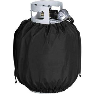 SunPatio Liquid Propane Tank Cover 20 LB, Heavy Duty Waterproof Propane Cylinder Cover, Dress up Your Tank, 14" Dia x 16.5" H, Black