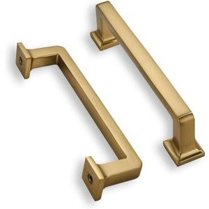 khtumeware 6 Pack Brushed Brass Cabinet Pulls, 3-3/4 Inch(96mm) Hole Centers Cabinet Handles Kitchen Hardware Straight Bar for Cabinets and Drawer Pulls
