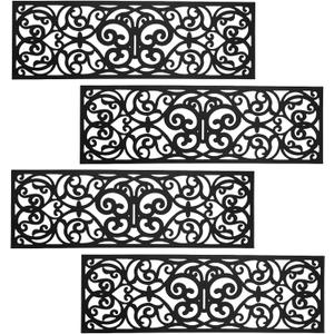 Hedume 4 Pack Rubber Stair Mats, Non Slip Stair Treads Mat, Rubber Scroll Doormat for Outdoor, Indoor, Entrance, Stairs (29" x 9.5")
