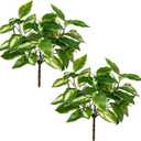 Oairse 2 Bundles Artificial Greenery Stems Faux Pothos Stems and Branches for Vase Fake Shrubs Bush Spring Greenery Picks for Centerpiece for Farmhouse Home Garden Patio Backyard Indoor Outdoor Decor (Short, White)