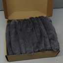 FUTEI Charcoal Decorative Throw Pillow Covers 22x22 Inch Set of 2,Soft Fluffy Faux Rabbit Fur Thick & Thin Striped Textured Cushion Case,Modern Home Decor for Couch Bed Living Room