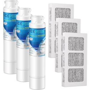 ICEPURE RWF5800A Refrigerator Water Filter and Air Filter Replacement for Frigidaire EPTWFU01, EWF02, Pure Source Ultra II, PureSource Ultra 2, SCWFTCTO, GP006 EPTWFUO1 MR022 JO22 BO022 TH-01, 3 Combo