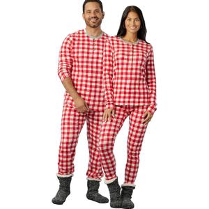 HonestBaby Family Matching Holiday Pajamas 100% Organic Cotton for Men, Women, Kids, Toddlers, Baby Boys, Girls, Unisex, Pets (Large, Painted Buffalo Check Red)