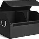 JEYODA Suede Leather Trunk Organizer, Large Capacity Soft Car Organizers and Storage,foldable,with lip, for Car SUV/Jeep/Sedan/Home/Camping (Black,Big)