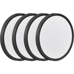 4PK 9 Inch LED Flush Mount Ceiling Light, 18W, 1860LM, 3000K/4000K/6000K CCT Selectable, Round Flat Panel Low Profile Ceiling Light Fixtures for Hallway, Kitchen, Bedroom, Laundry Room (Black)