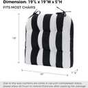 Indoor/Outdoor Tufted Seat Cushions with Ties Set of 2, 19"x19" Chair Cushions for Dining Chairs, Waterproof Chair Pads for Garden Patio Kitchen Home-Black White Stripe, 2 Count