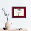 GraduationMall 11x14 Diploma Frame with Red over Gold Mat or Display 15x18 Certificate without Mat,Solid Wood & Tempered Glass,Cherry Finish with Gold Trim