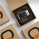 CHAOREN Mens Belt - Mens Ratchet Belt Leather 1 3/8" for Dress Pant - Micro Adjustable Belt Fit Everywhere (Black)