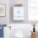 Spirich Bathroom Wall Cabinet, White Medicine Cabinet with Doors, 2 Doors & Tilt-Out Cube