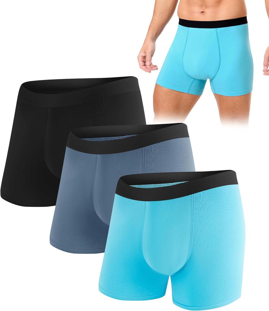Men's Incontinence Underwear, Heavy Absorbent Washable Leak-Proof Reusable Boxer Brief 3 Pack (Multicolor01, Large)