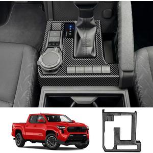 Car Central Control Gear Shift Panel Trim Cover for Toyota Tacoma 2024 2025 2026 and Toyota 4Runner 2025 2026 Auto Interior Decorations Accessories Carbon Fiber Style Center Console Protection