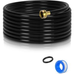 25FT Dehumidifier Drain Hose with 3/4 Inch FHT Connector, featuring Rust-Resistant Brass Fittings for Leak-Proof Connection, Perfectly Compatible with Most Dehumidifier Brands7 Length Options (Black)
