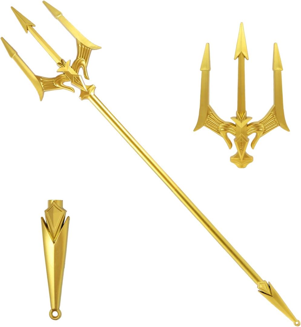 Kings Trident 83 Inches Metal Alloy Cosplay Prop  Adjustable 4-Section Poseidon Staff for Adult Halloween & Display Dcor
