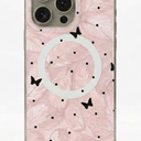 Compact Case for iPhone 15 Pro Pale Pink Butterfly Design,[Compatible with MagSafe] Cute Soft Slim TPU Shockproof Protective Phone Cases Cover for Women Aesthetic