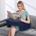 Reading Pillow for Gaming Extra Large, Adjustable Lap Desk Pillow with Pocket, Soft Memory Foam Arm Rest Pillow for Adult, Gaming Pillow for Lap, Sitting in Bed Floor Sofa (Blue)