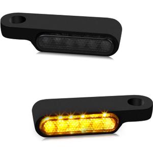 NTHREEAUTO Handlebar LED Turn Signals Mini Motorcycle Blinkers Handle Bar Marker Light Compatible with Harley Dyna Sportster 883 Road King Electra Glide Softail Fat Bob (Amber)
