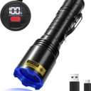 365nm UV Flashlight with LCD Display Powerful Black Light Flashlight Ideal for Pet Urine Detection, Resin Curing, Bloodstain Tracking, Rock and Scorpion Detection