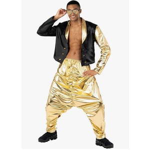 Morph Mc Hammer Costume - Mens 80s & 90s Rapper & Disco Pants Costume, Gold Mc Hammer Pants M