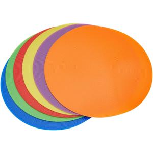 Juvale 6-Pack Round Poly Vinyl Dots for Classroom Floor, Colorful Rubber Dots for Gym Class, Versatile Non-Slip Carpet Spot Markers for Sports Active Park, Playground & Athletics - 9 Inch