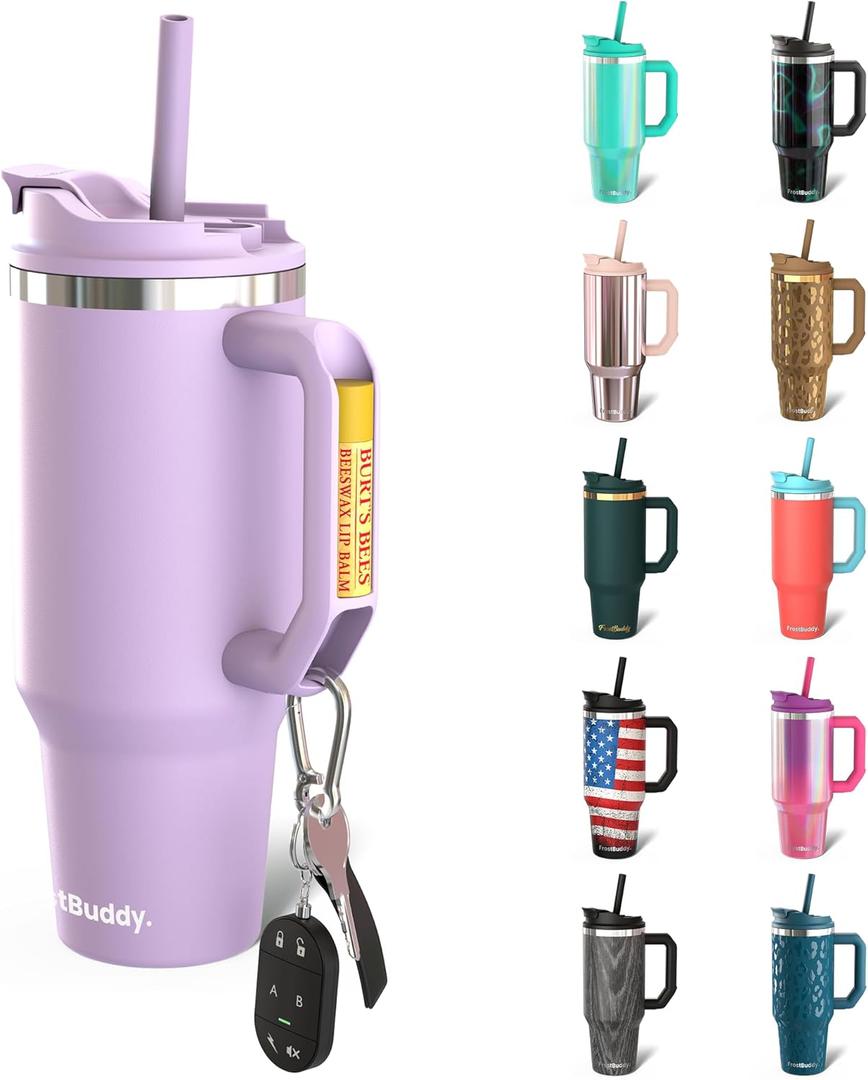 Frost Buddy Thicc Buddy - 40 oz Stainless Steel Vacuum Insulated Tumbler with Lid and Straw for Water - Travel Mug Cupholder Friendly - Gifts for Women Men Him Her (Lavender Fields)