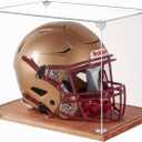 LITY Football Helmet Display Case, Full Size Acrylic Showcase with Solid Wood Base, UV and Dust Protection, Collectibles Box for Sports Memorabilia, for Sports Collectors