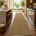 Puino Washable Jute Runner Rug 3x10 - Non Slip Hallway Rugs Natural Brown