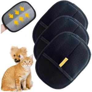 3 PCS Pet Hair Removal Glove for Cats & Dogs, Electrostatic Grooming Gloves for Pet Hair, Reusable Double Sided Static Hair Remover for Couch, Furniture, Carpet & Car Seat