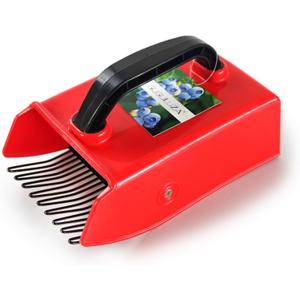 GUGULUZA Berry Picker with Metallic Comb, Plastic Blueberry Picker Scoop with Ergonomic Handle, Huckleberry Picking Rakes for Easier Berry Harvester, 9" x 5.5" (Black&Red)